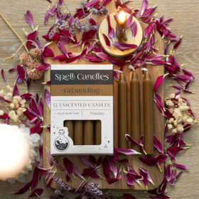 Loitsukynttilät 'Spell Candles - Grounding' ruskea 12kpl