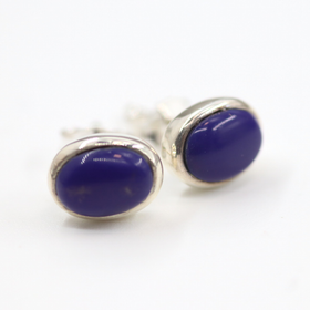 Korvakorut Lapis lazuli 'Oval' 9*7mm (925 hopea)