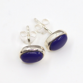 Korvakorut Lapis lazuli 'Oval' 9*7mm (925 hopea)