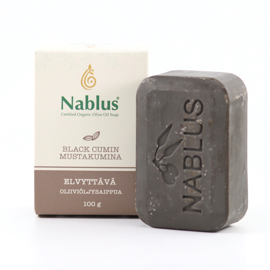 Nablus Luomuoliiviöljysaippua Elvyttävä Mustakumina 100g