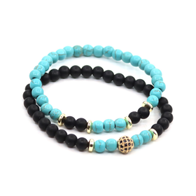 Rannekorut 'Turkoosi & Musta' 2 kpl setti