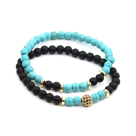 Rannekorut 'Turkoosi & Musta' 2 kpl setti
