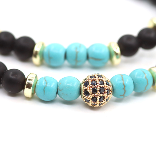 Rannekorut 'Turkoosi & Musta' 2 kpl setti