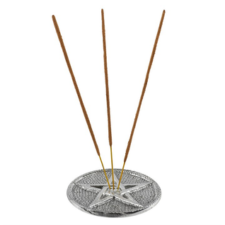 Hopeinen suitsuketeline 'Pentagrammi'
