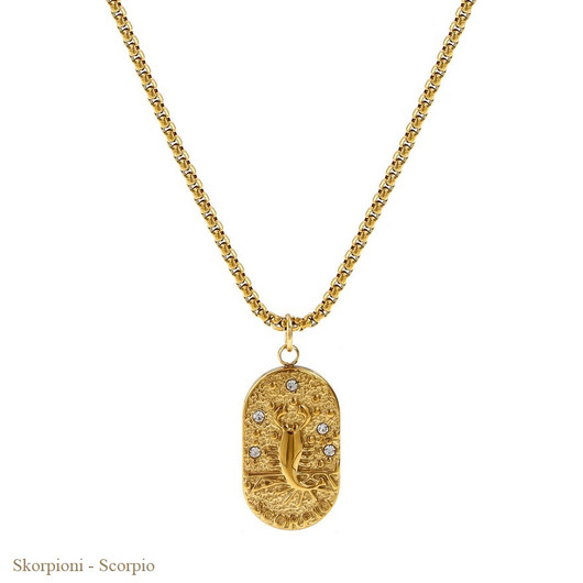 Kaulakoru 'Horoskooppi' Kullattu Ruostumaton Teräs & Zirkonia