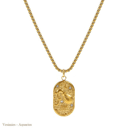 Kaulakoru 'Horoskooppi' Kullattu Ruostumaton Teräs & Zirkonia