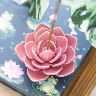 Keraaminen Suitsuketeline 'Pink Water Lily'