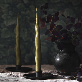 Kruunukynttiläpari Mehiläisvaha  'A&O' pistaasi 21cm