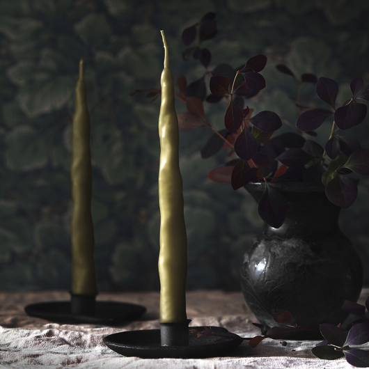 Kruunukynttiläpari Mehiläisvaha  'A&O' pistaasi 21cm