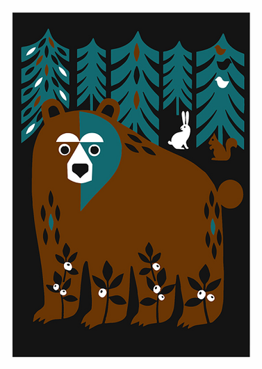Anne Vasko: Postikortti 'Karhu ja havupuut'