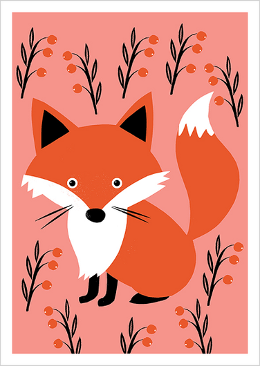 Anne Vasko: Postikortti 'Kettu ja marjat'