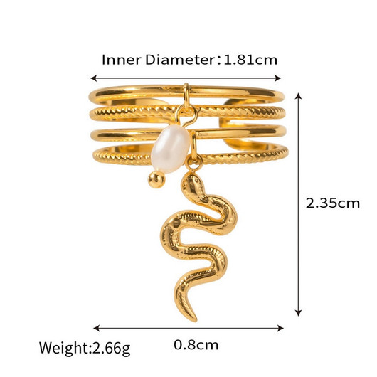 Sormus 'Käärme ja Helmi' 