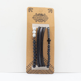 Valkoinen Howliitti & Hematiitti rannekorusetti (3kpl)