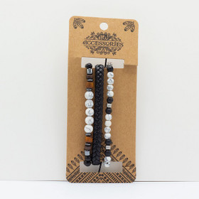 Valkoinen Howliitti 'Multistone' rannekorusetti (3kpl)