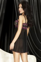 ULTRANAISELLINEN BABYDOLL MUSTA-PINKKI