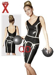 LateX - Pikkumusta valkoisilla tehostesaumoilla ja sukkapidikkeillä