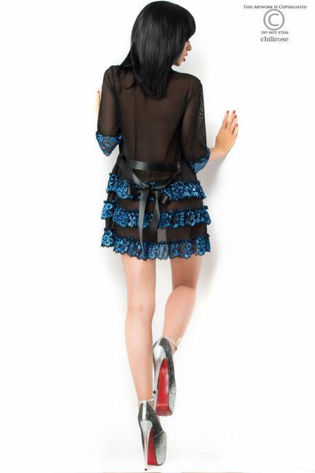 Aamu - iltatakki sifonkia ja sinistä pitsiä - Rohkealle