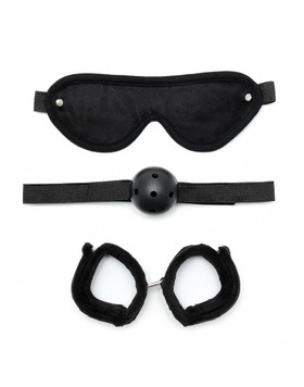 Käsikahleet, silmämaski ja suupallo - sidontasetti sopii myös alkuun