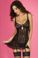 Musta Pitsi Seksiasu - Pitkä korseletti sukkienpidikkeillä