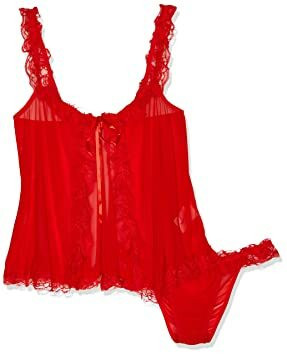 Rohkea vatsan paljastava läpinäkyvä punainen babydoll