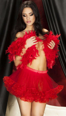 Kirkkaan punainen runsas tyllihame