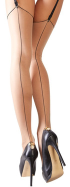 Saumasukat nylonia - nylon saumasukat mustalla takasaumalla - koko xl#