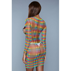 Verkkomekko pitkällä hihalla rainbow väritys