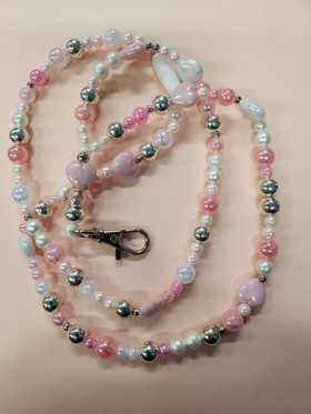 Avainnauha vaaleanpunainen-hopea-valkoinen