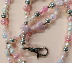 Avainnauha vaaleanpunainen-hopea-valkoinen