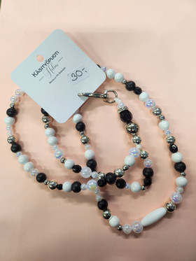 Avainnauha Helmi musta-valko-hopea