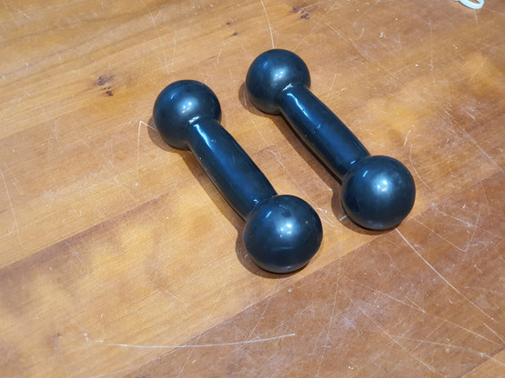 Kaksi 1 kg käsipainoa