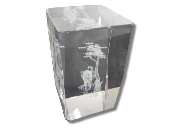 Lasinen koriste-esine (Norsut)