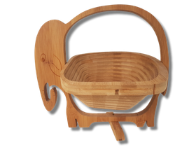 Puinen norsuaiheinen kokoontaittuva hedelmäkori 