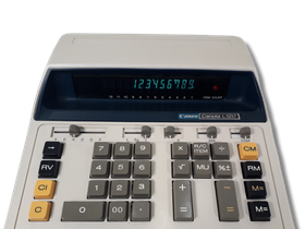 Vanha pöytälaskin (Canon Canola L1217)