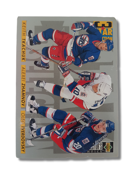 Keräilykortti (1996-97 Upper Deck #327, 3 Star Selection Keith Tkachuk,Alexei Zhamnov, Oleg Tverdovsky)
