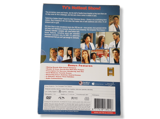 DVD -televisiosarja (Greyn anatomia - 3. tuotantokausi kokonaisuudessaan - Gray's Anatomy - Season Three Seriously Extended) K12 