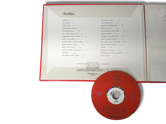 Kierrätyskirja / nuottikirja, mukana CD-levy (Mökit nukkuu lumiset - Kuvat Lars Carlson)