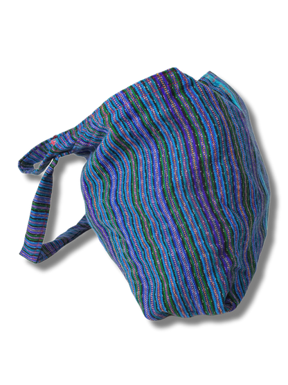 Käsintehty kangaskassi (Sini-puna-raidallinen)