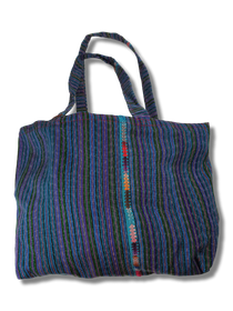 Käsintehty kangaskassi (Sini-puna-raidallinen 2)