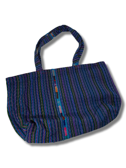 Käsintehty kangaskassi (Sini-puna-raidallinen 2)