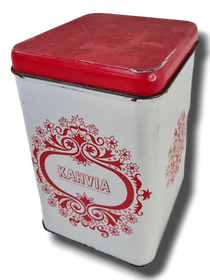 Vanha peltinen kahvipurkki