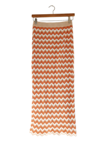 Naisten pitkä kuvioneulottu/ virkattu hame, koko S/36, (Amisu)