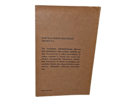 Kirja (Kirvesvarrenveistäjän omakuva - Yrjö Saarenpää)
