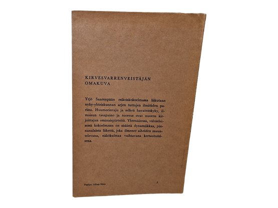 Kirja (Kirvesvarrenveistäjän omakuva - Yrjö Saarenpää)