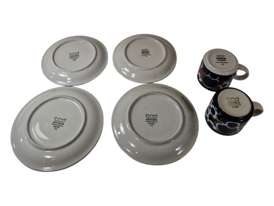 Kaksi kahvikuppi settiä (Arabia Saara)