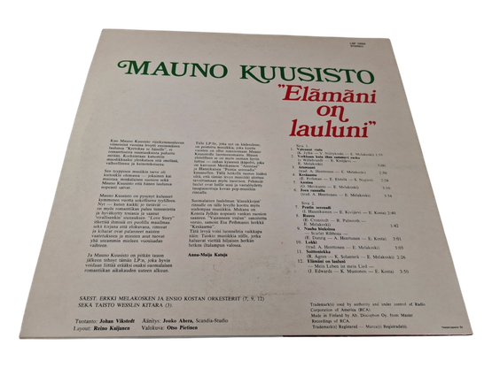 LP / vinyyli -levy (Mauno Kuusisto - Elämäni on lauluni)
