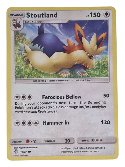Pokémon -kortti (Stoutland 105/149 Sun & Moon)