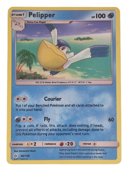 Pokémon -kortti (Pelipper 38/149 Sun & Moon)