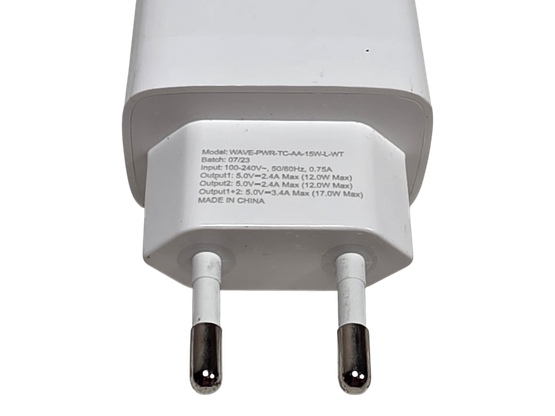 Laturi (WAVE-PWR-TC-AA-15W-L-WT / 5V2,4A)