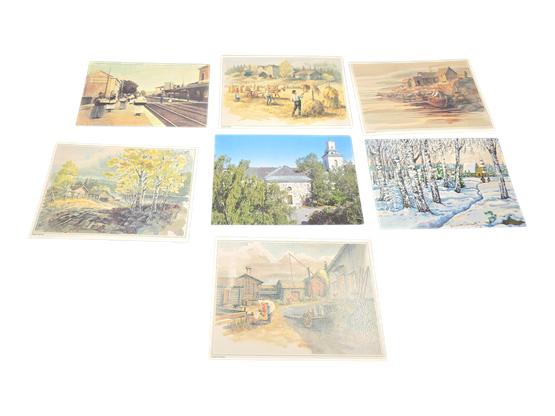 Seitsemän vanhaa postikorttia (Maisema-aiheisia)